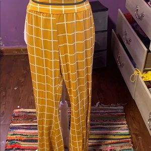 Mustard yellow/white bell bottoms